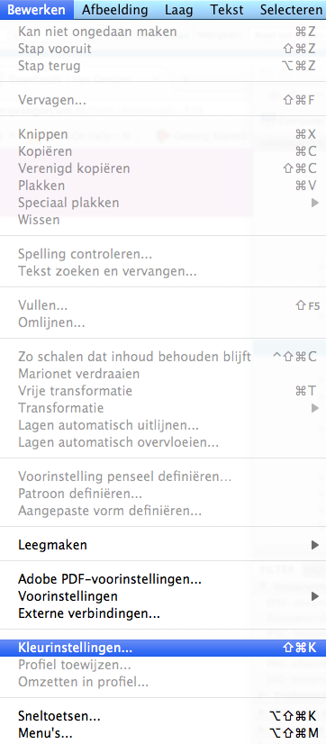 Instellingen Photoshop
